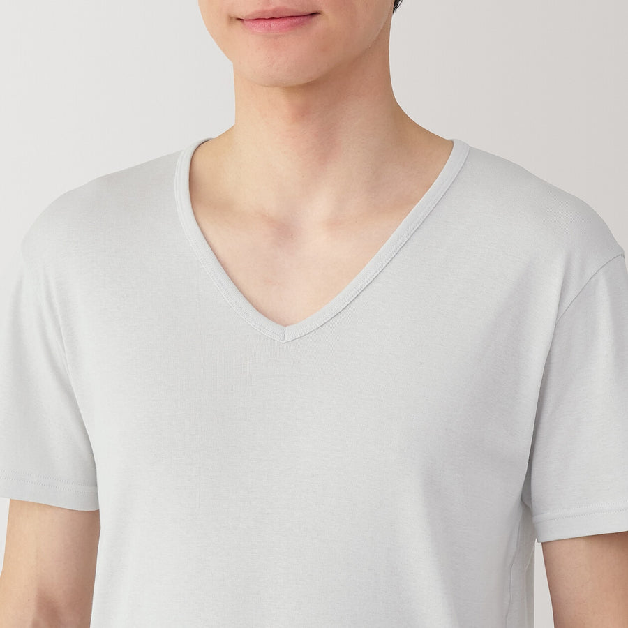 M's Moisture wicking cotton V neck S/S T-shirtWhiteXS
