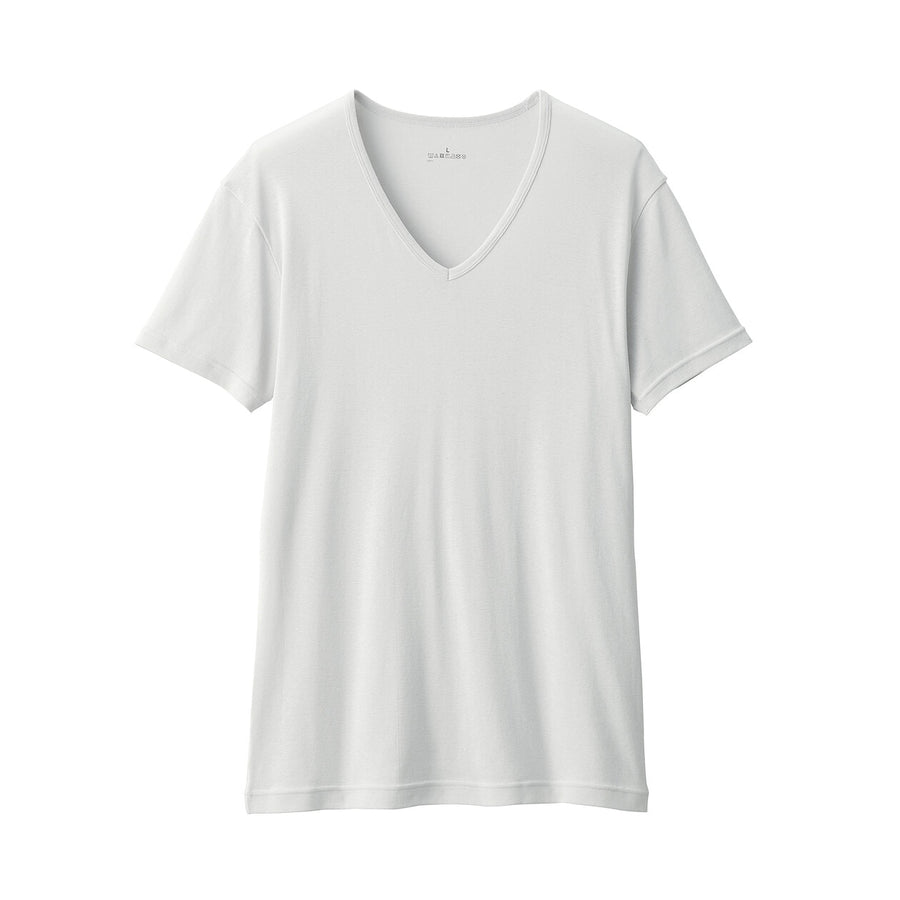 M's Moisture wicking cotton V neck S/S T-shirtWhiteXS