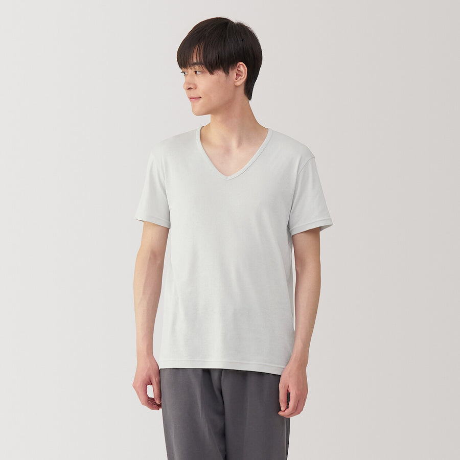 M's Moisture wicking cotton V neck S/S T-shirtWhiteXS