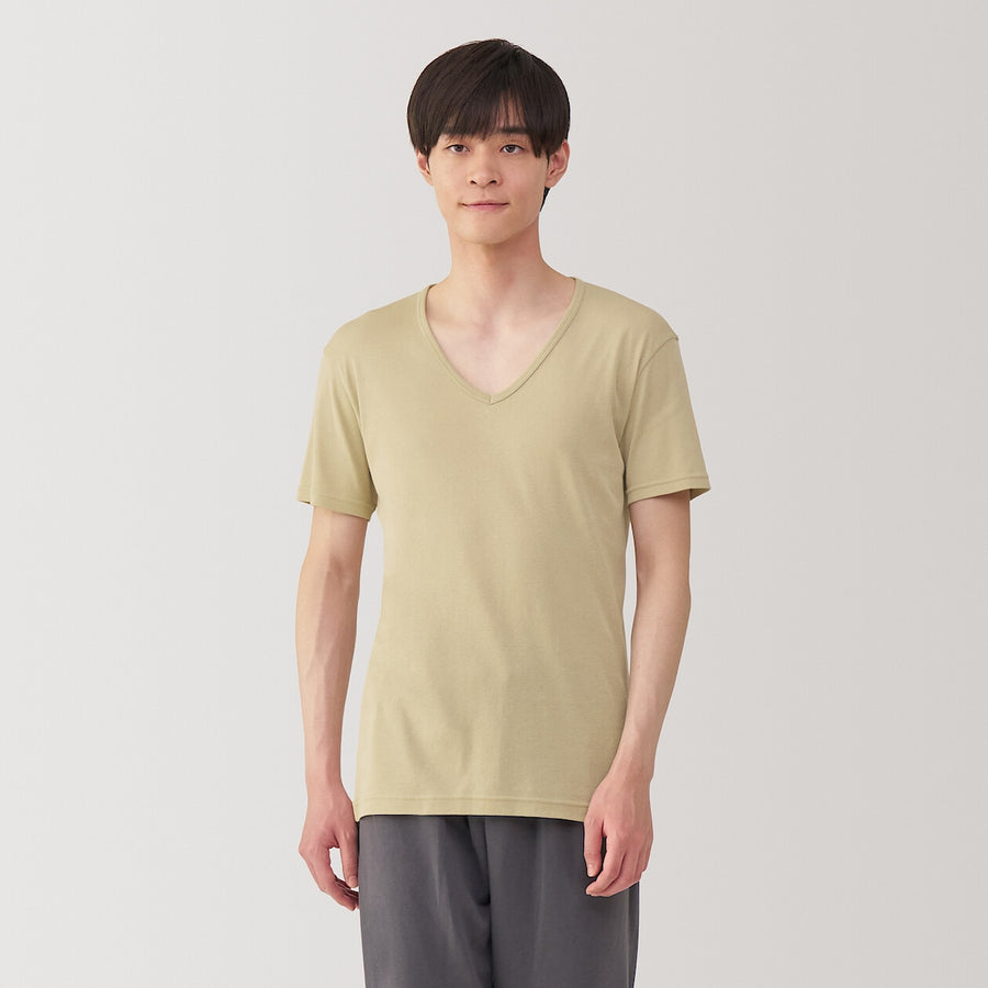 M's Moisture wicking cotton V neck S/S T-shirtWhiteXS