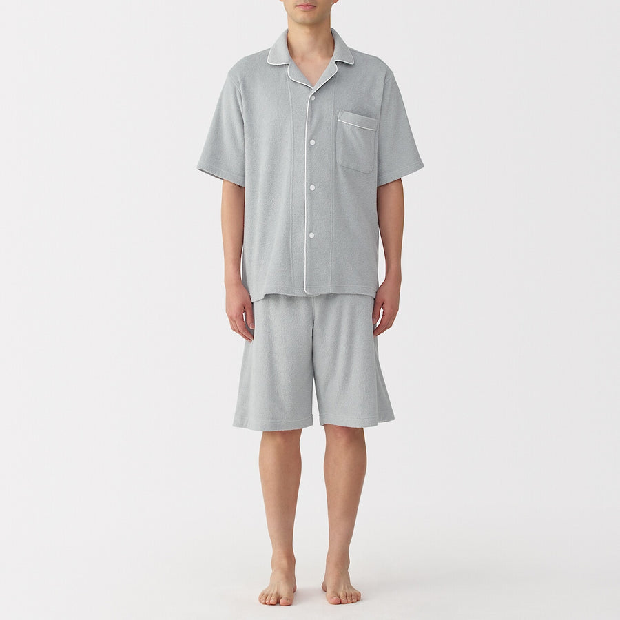 M's Wearable piled towel S/Slv pajamas Light greyXS