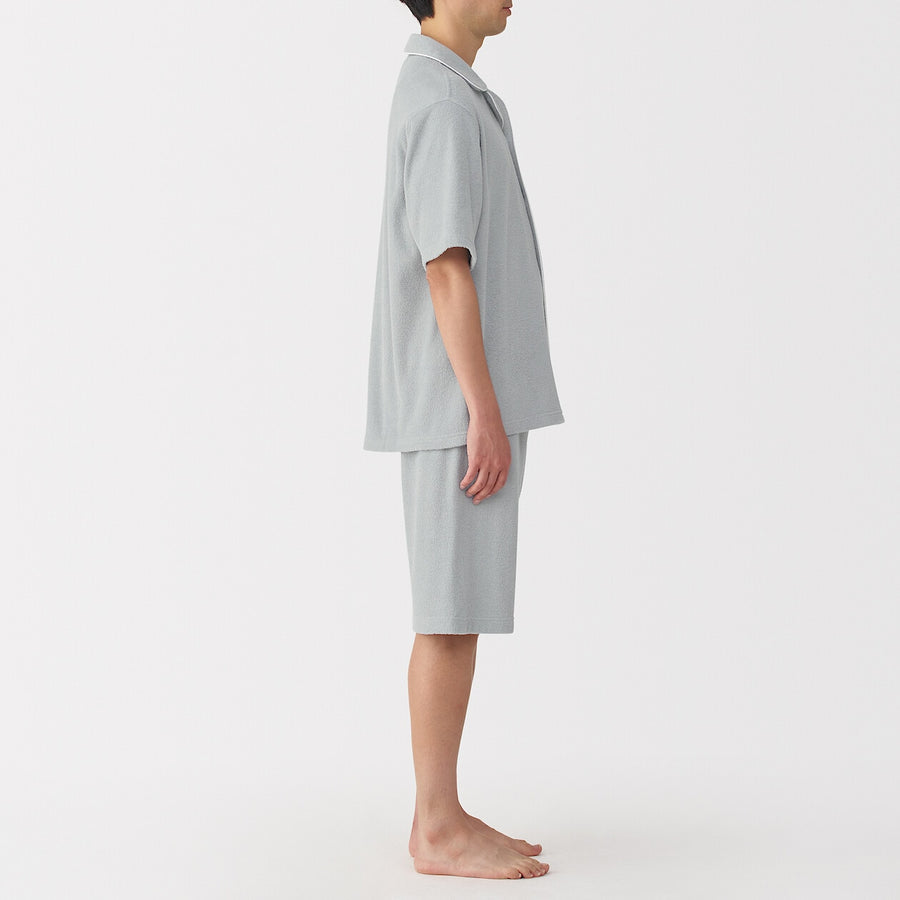 M's Wearable piled towel S/Slv pajamas Light greyXS