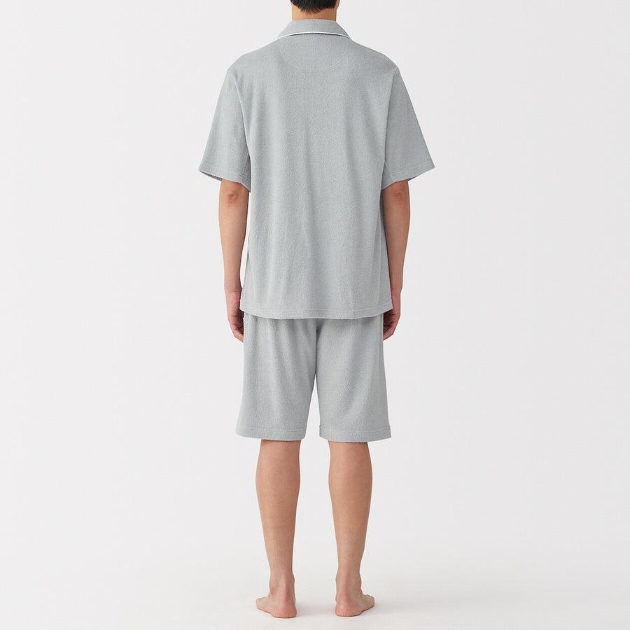 M's Wearable piled towel S/Slv pajamas Light greyXS
