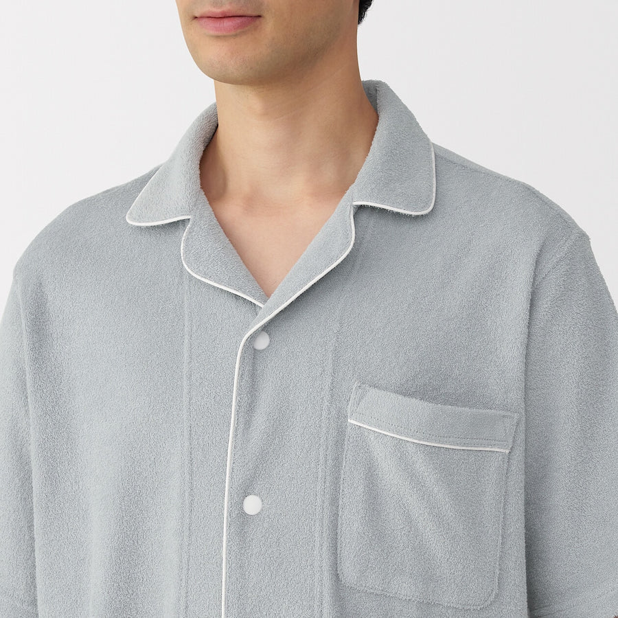 M's Wearable piled towel S/Slv pajamas Light greyXS