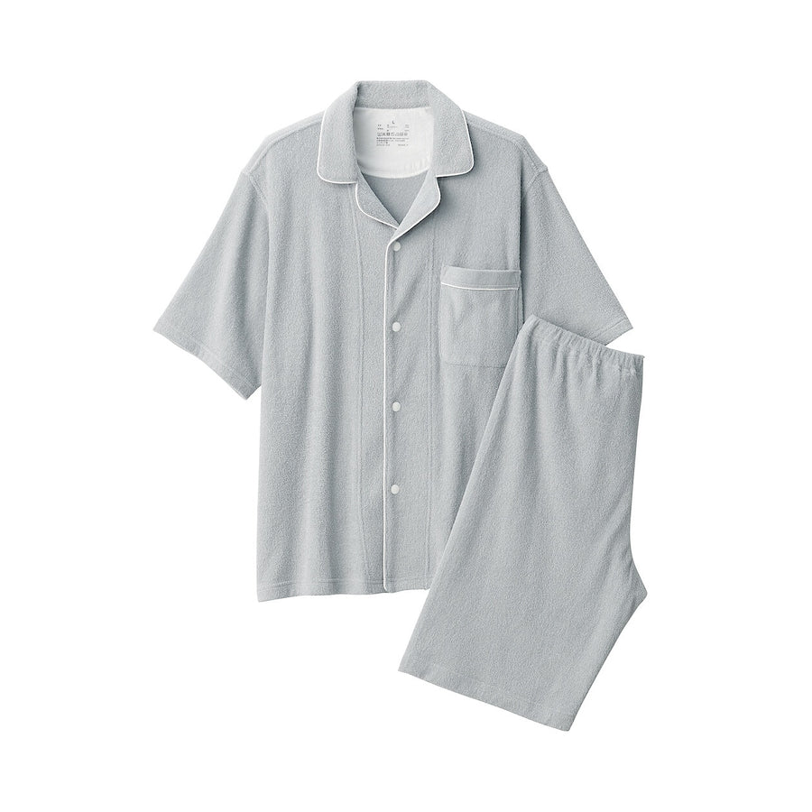 M's Wearable piled towel S/Slv pajamas Light greyXS