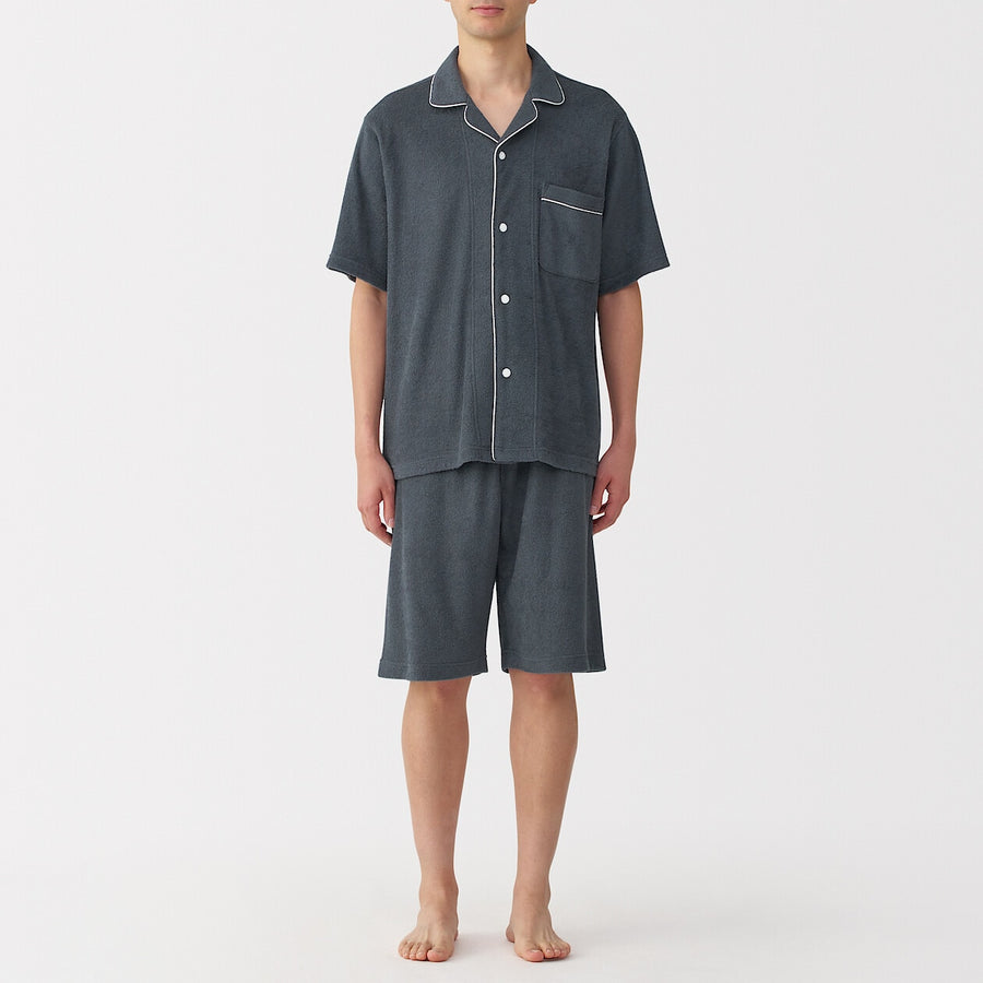 M's Wearable piled towel S/Slv pajamas Light greyXS