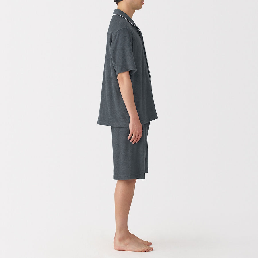 M's Wearable piled towel S/Slv pajamas Light greyXS