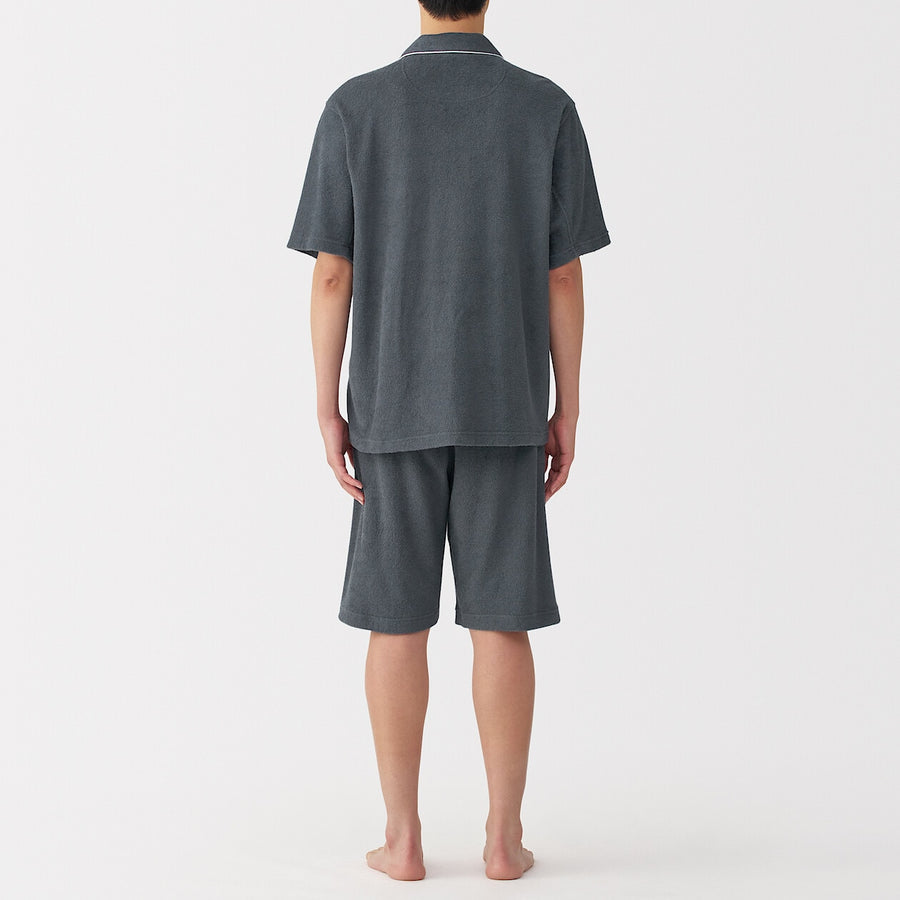 M's Wearable piled towel S/Slv pajamas Light greyXS
