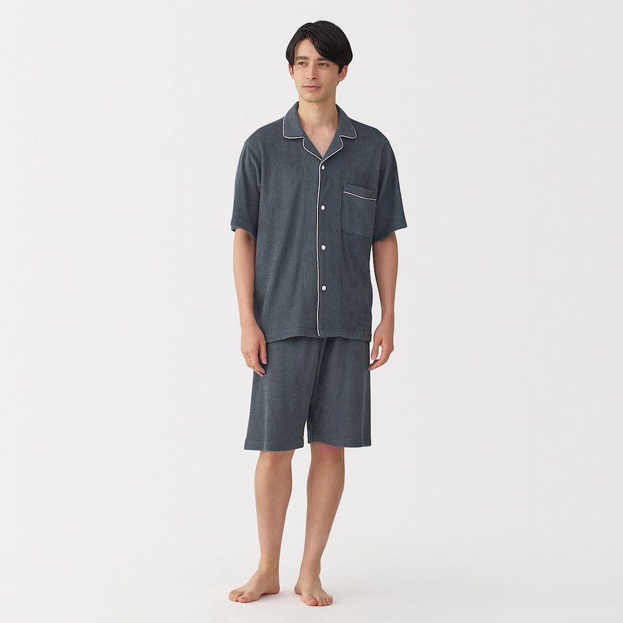 M's Wearable piled towel S/Slv pajamas Light greyXS