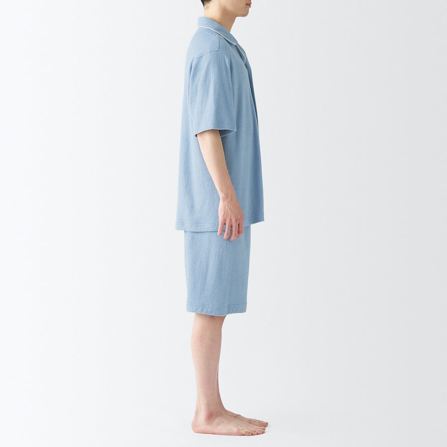 M's Wearable piled towel S/Slv pajamas Light greyXS