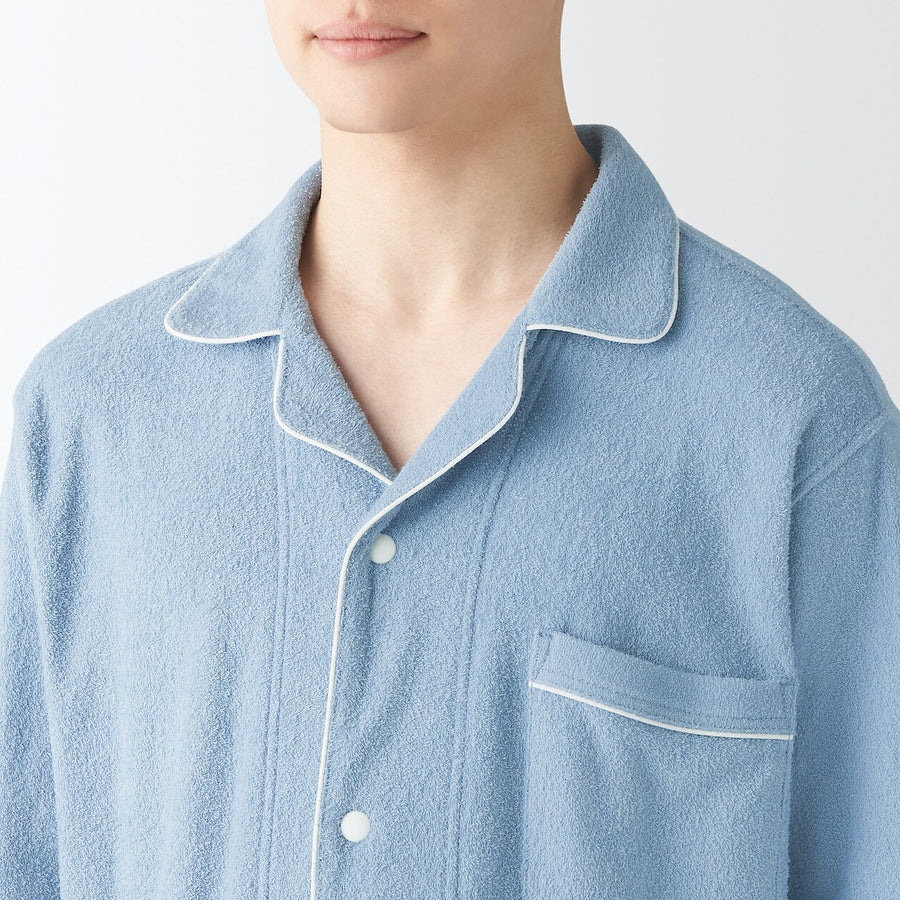 M's Wearable piled towel S/Slv pajamas Light greyXS