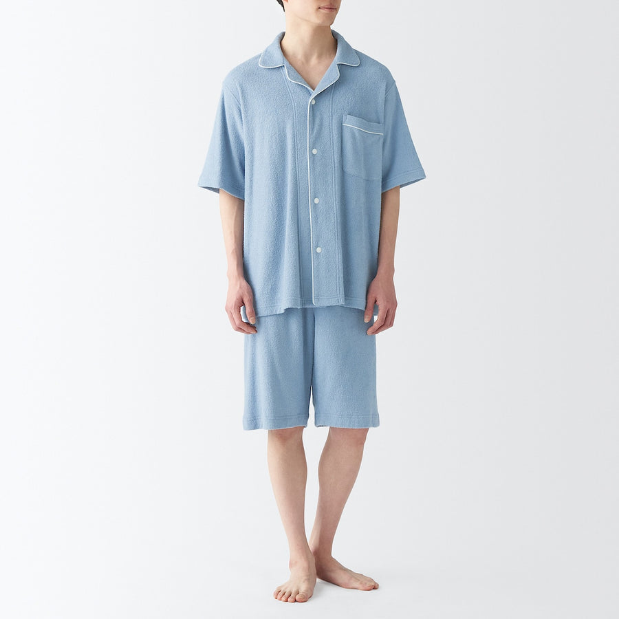 M's Wearable piled towel S/Slv pajamas Light greyXS