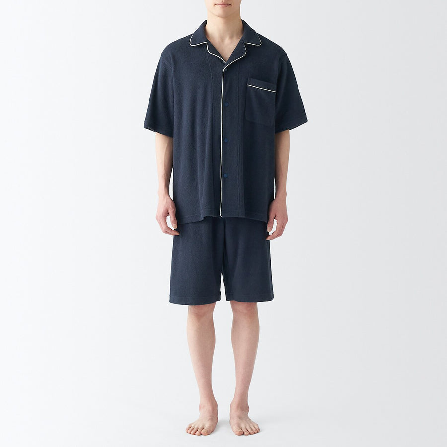 M's Wearable piled towel S/Slv pajamas Light greyXS