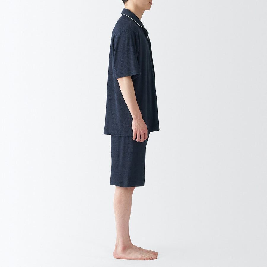 M's Wearable piled towel S/Slv pajamas Light greyXS