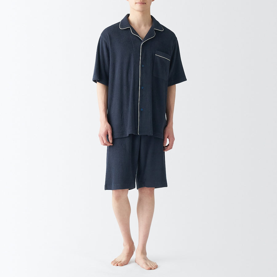 M's Wearable piled towel S/Slv pajamas Light greyXS