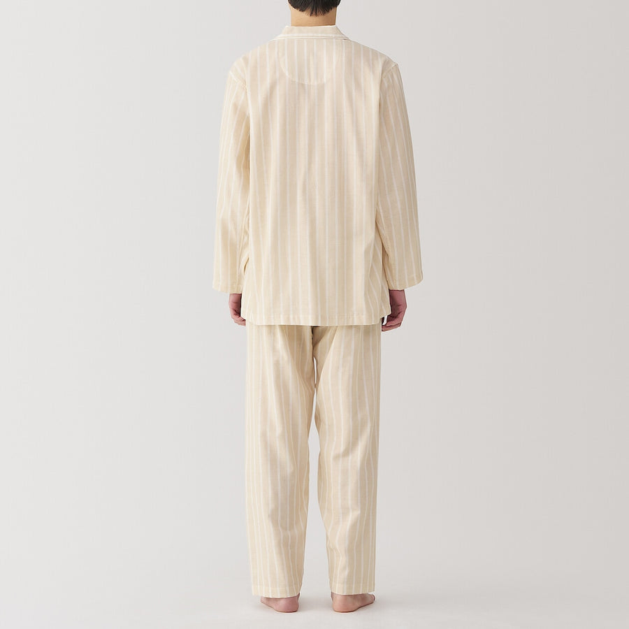 M's Side seamless Double gauze L/Slv pajamasM grey StripeXS