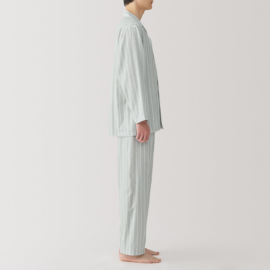 M's Side seamless Double gauze L/Slv pajamasM grey StripeXS