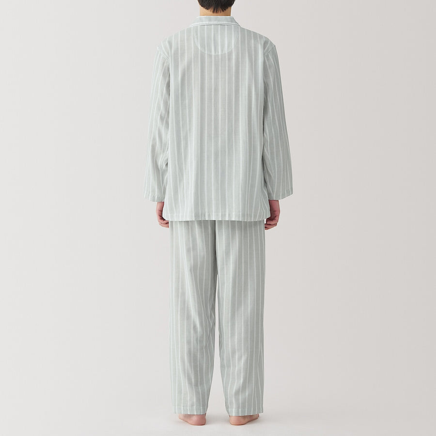 M's Side seamless Double gauze L/Slv pajamasM grey StripeXS