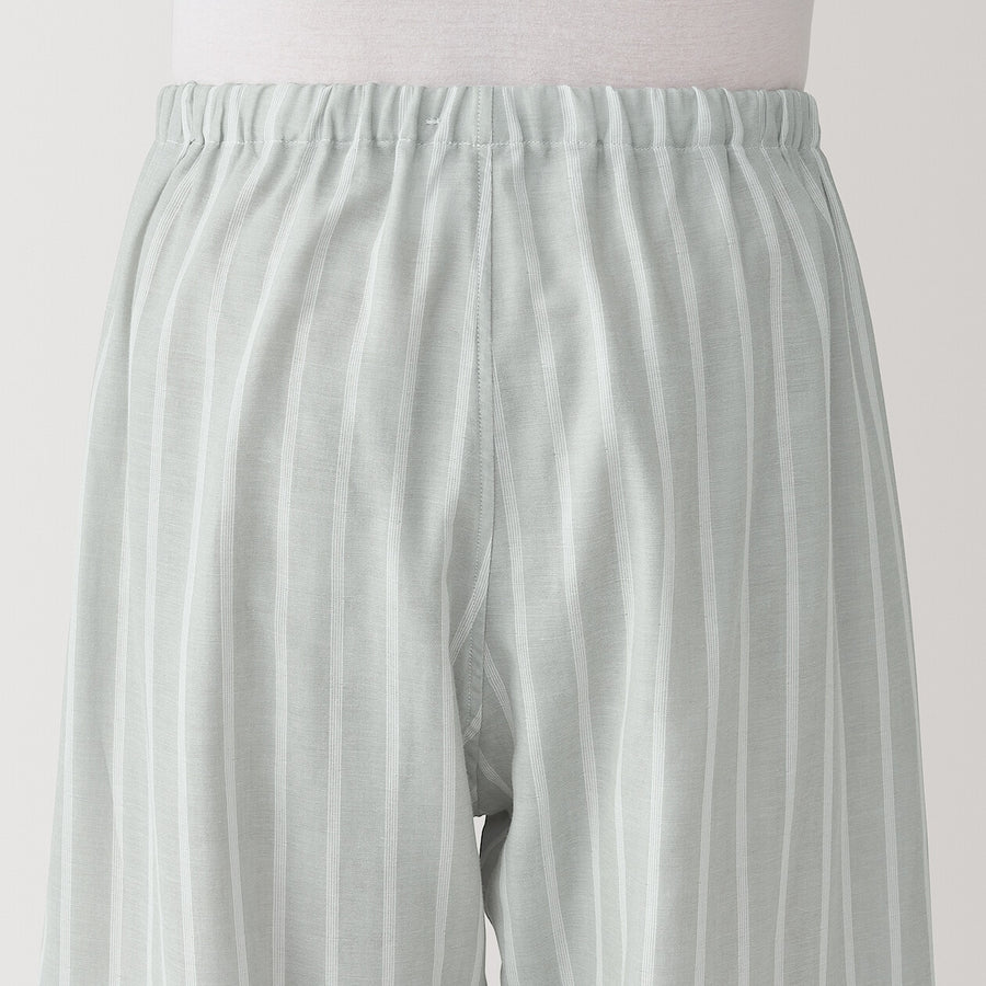 M's Side seamless Double gauze L/Slv pajamasM grey StripeXS