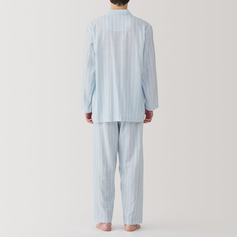 M's Side seamless Double gauze L/Slv pajamasM grey StripeXS