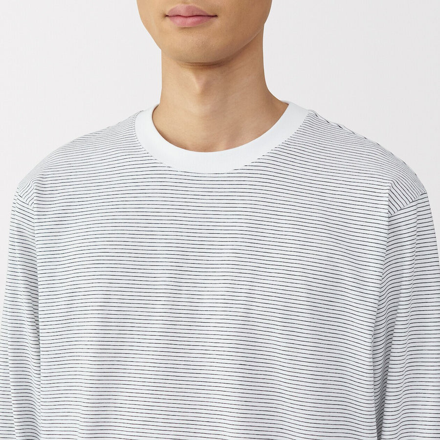 Jersey Striped Crewneck Striped Long Sleeve T-Shirt