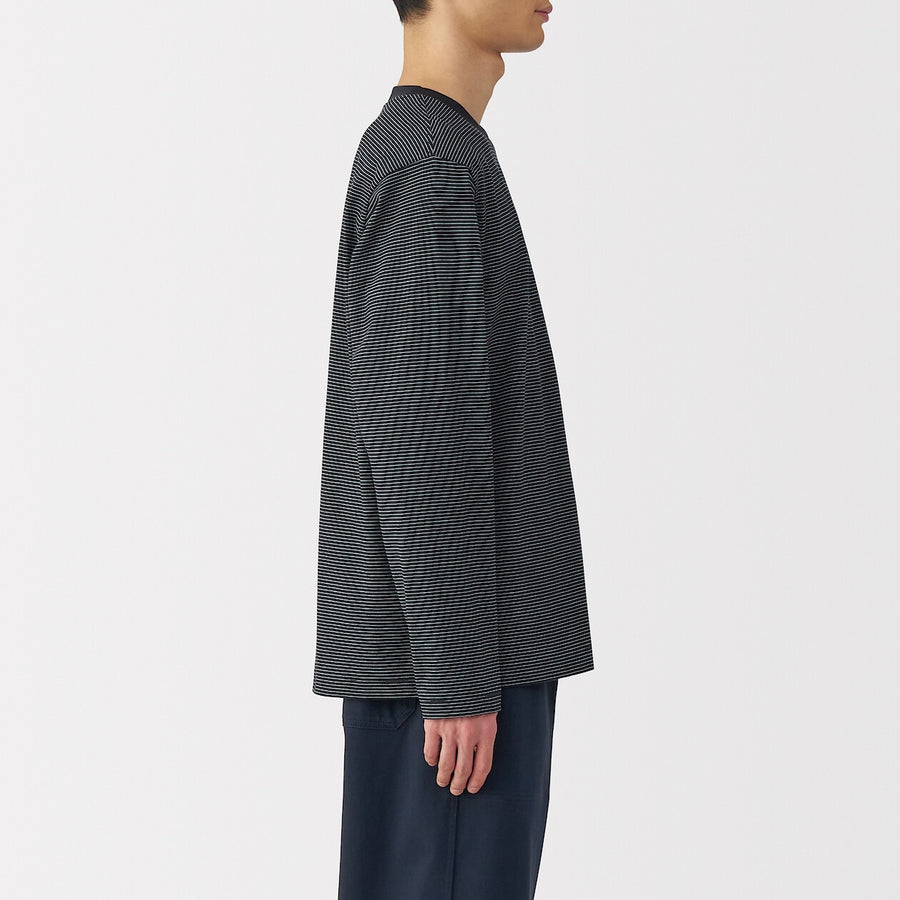 Jersey Striped Crewneck Striped Long Sleeve T-Shirt