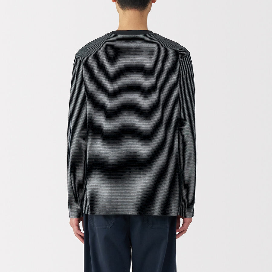 Jersey Striped Crewneck Striped Long Sleeve T-Shirt