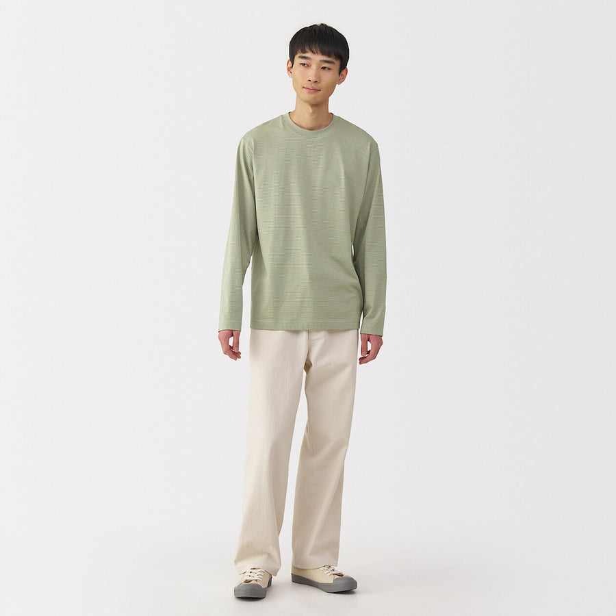Stripe Jersey Crewneck Long Sleeve T-Shirt