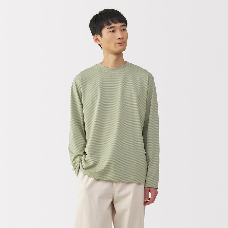 Stripe Jersey Crewneck Long Sleeve T-Shirt