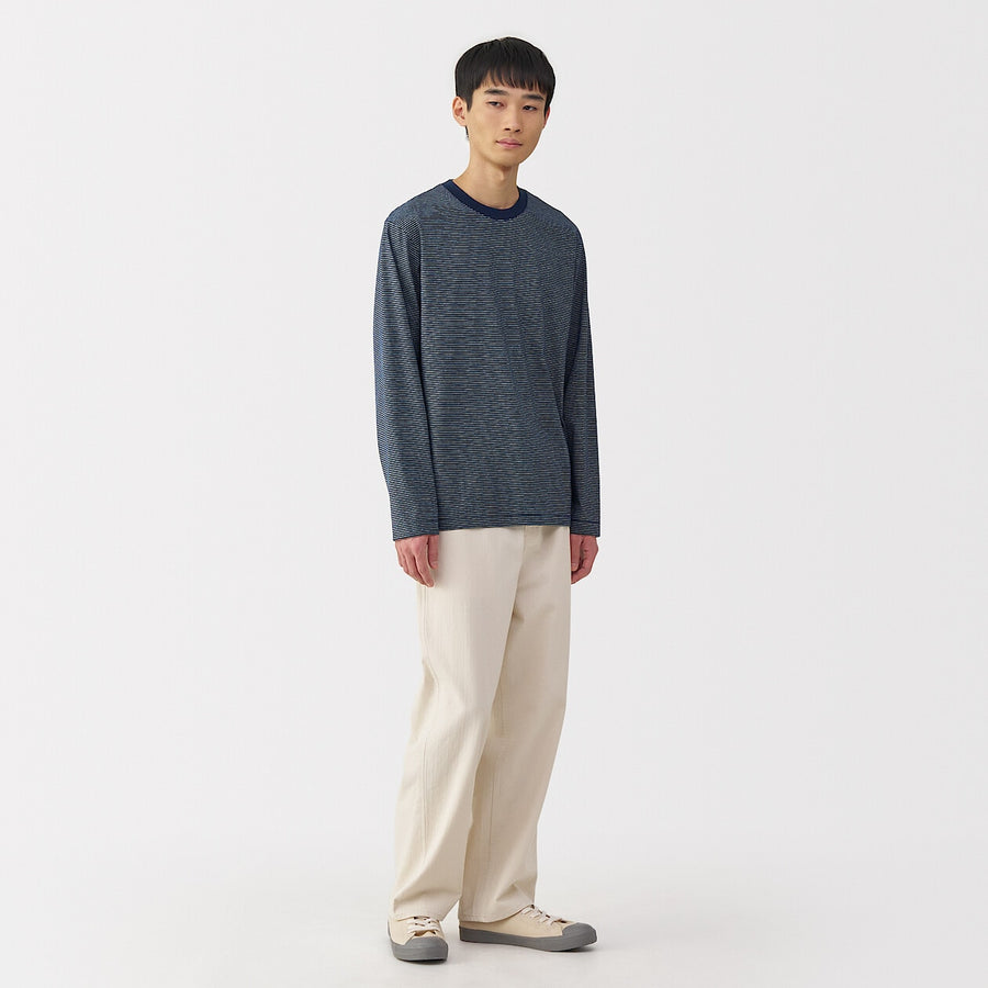 Stripe Jersey Crewneck Long Sleeve T-Shirt