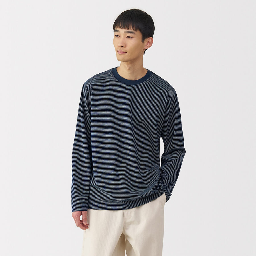 Stripe Jersey Crewneck Long Sleeve T-Shirt