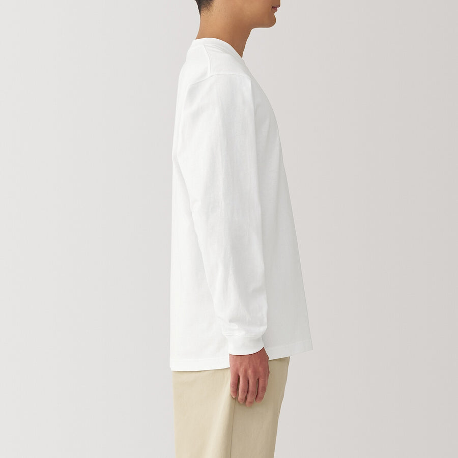 M's Washed heavyweight crewneck L/Slv T-shirtWhiteXS