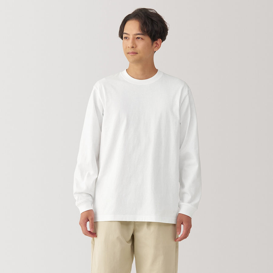 M's Washed heavyweight crewneck L/Slv T-shirtWhiteXS
