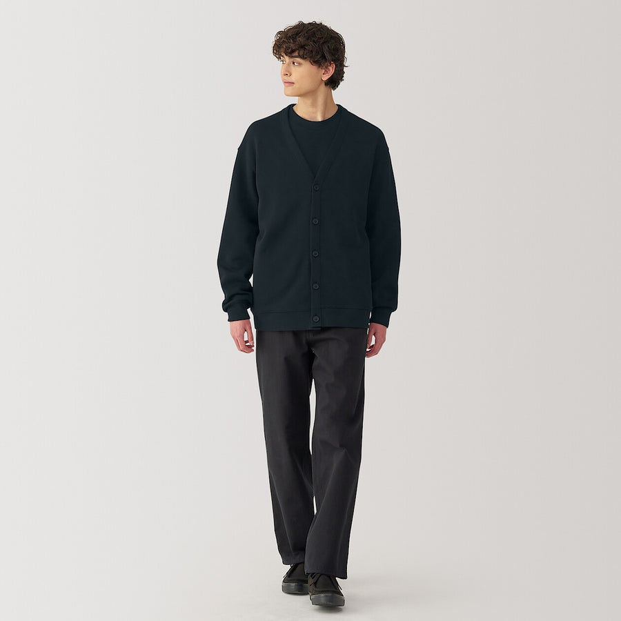 Men's Double knitted V neck cardigan BlackXS