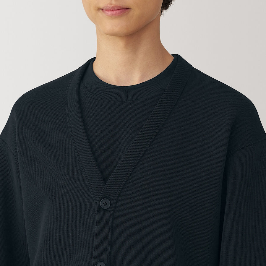 Men's Double knitted V neck cardigan BlackXS
