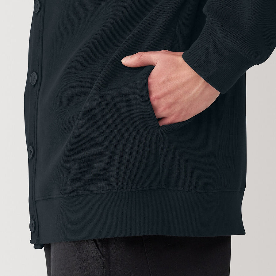 Men's Double knitted V neck cardigan BlackXS