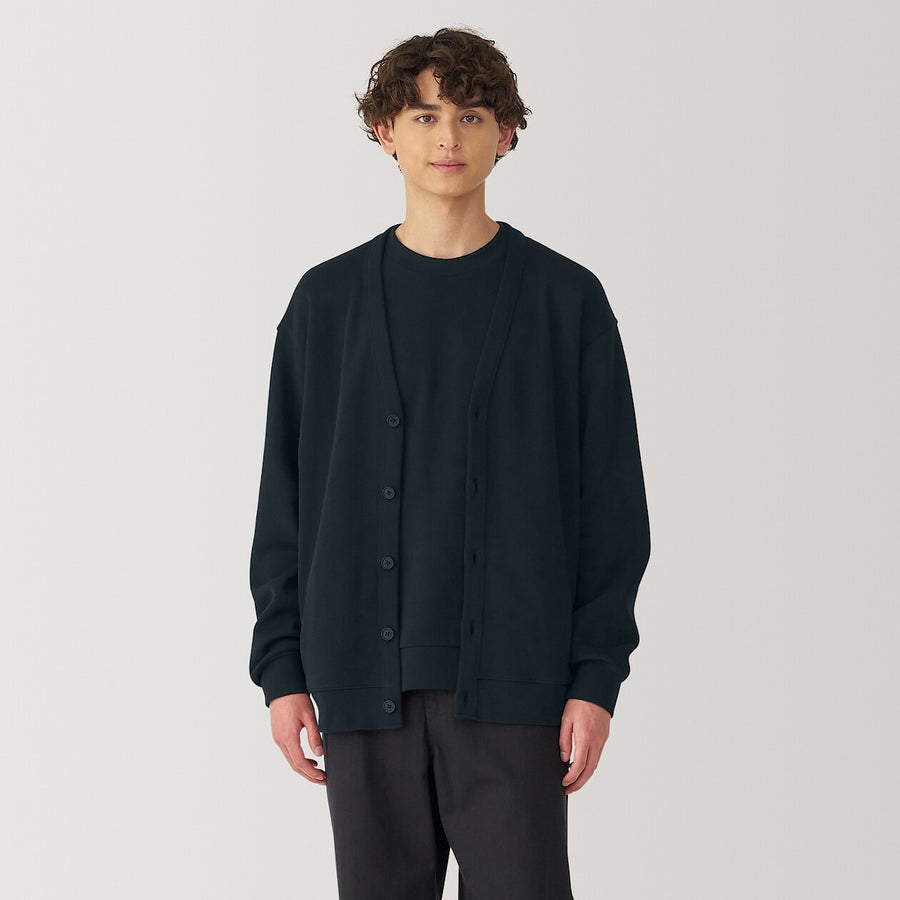 Men's Double knitted V neck cardigan BlackXS
