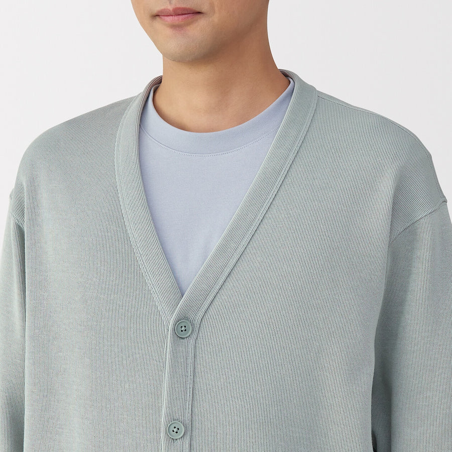 Men's Double knitted V neck cardigan BlackXS