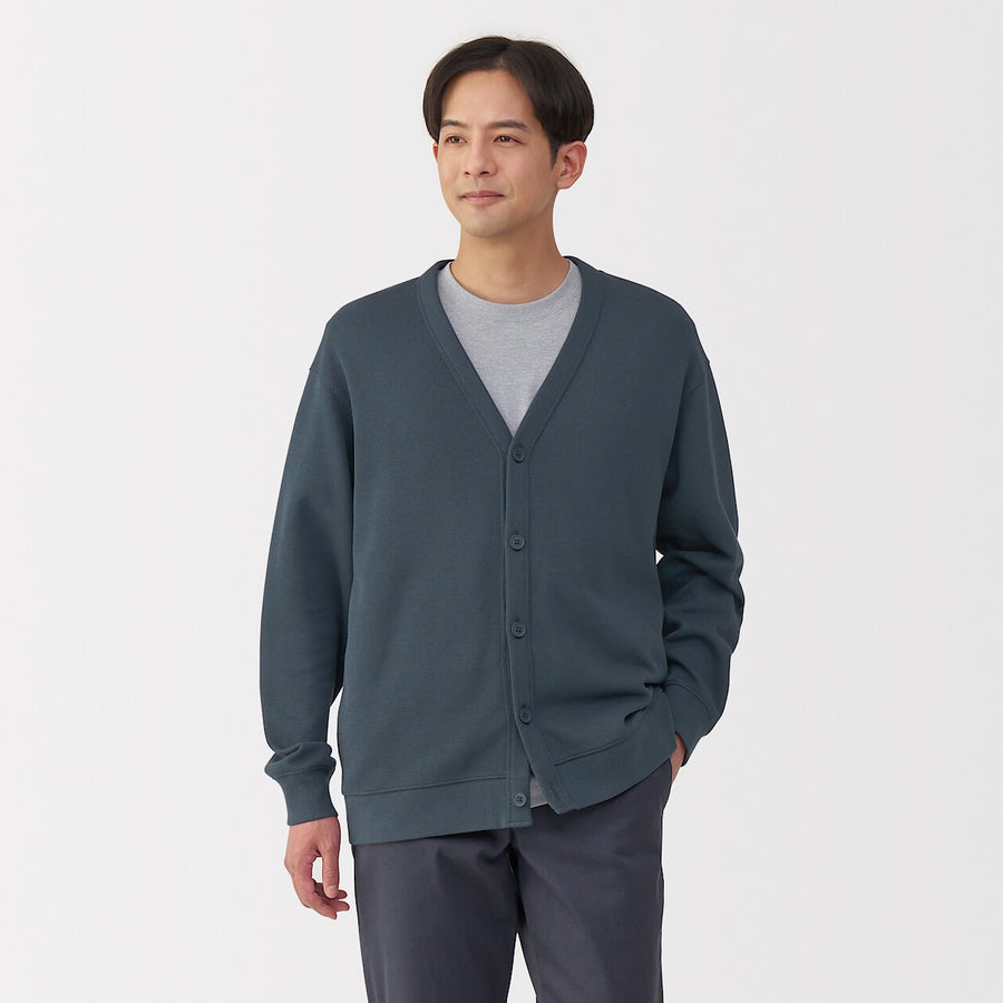 Men's Double knitted V neck cardigan BlackXS