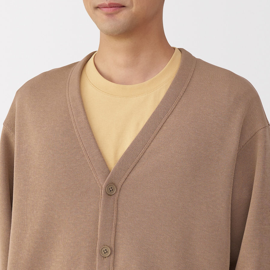 Men's Double knitted V neck cardigan BlackXS