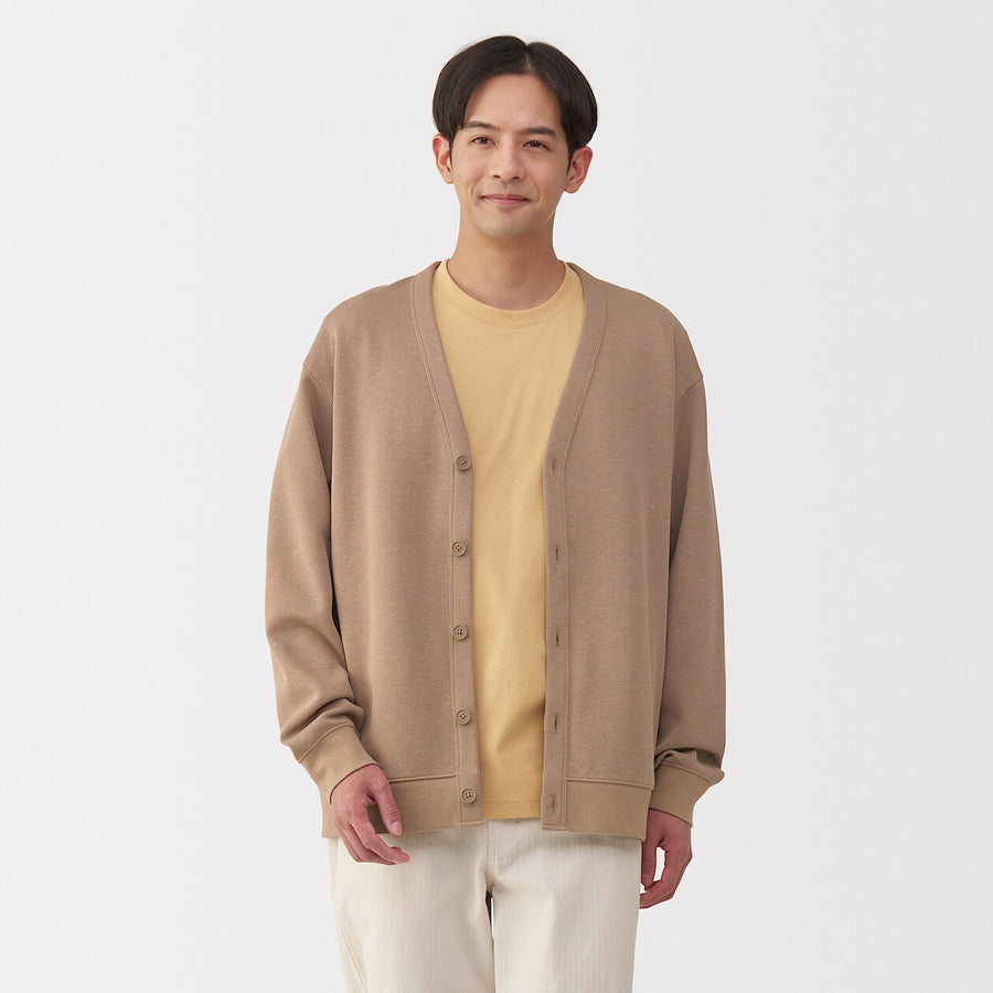 Men's Double knitted V neck cardigan BlackXS