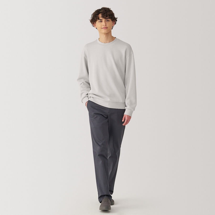 Men's Double knitted crew neck pullover Light greyXS