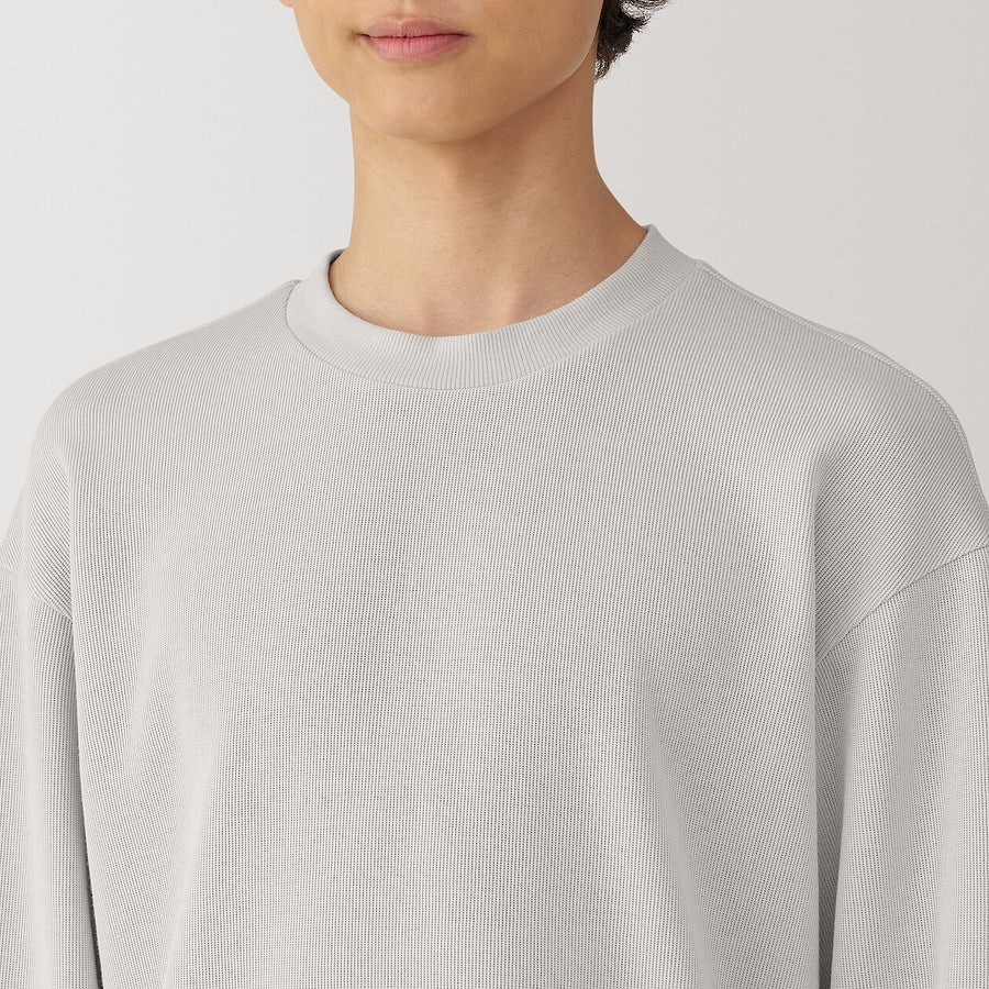 Men's Double knitted crew neck pullover Light greyXS