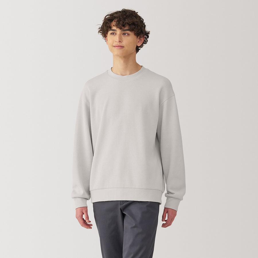 Men's Double knitted crew neck pullover Light greyXS