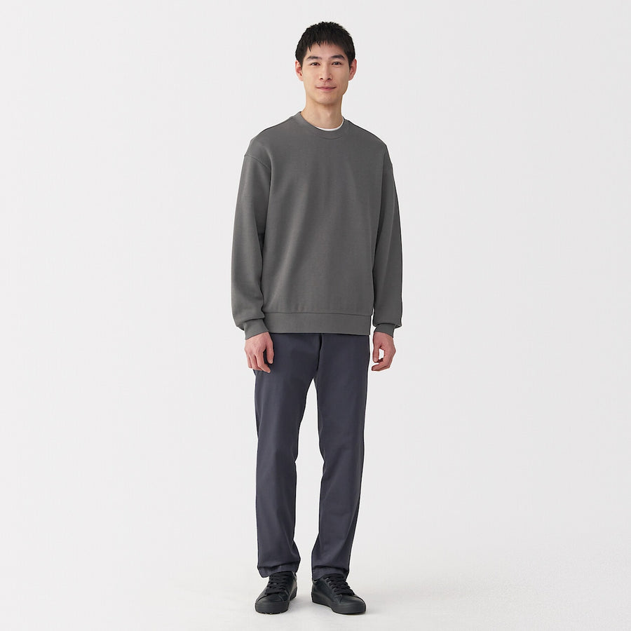 Men's Double knitted crew neck pullover Light greyXS