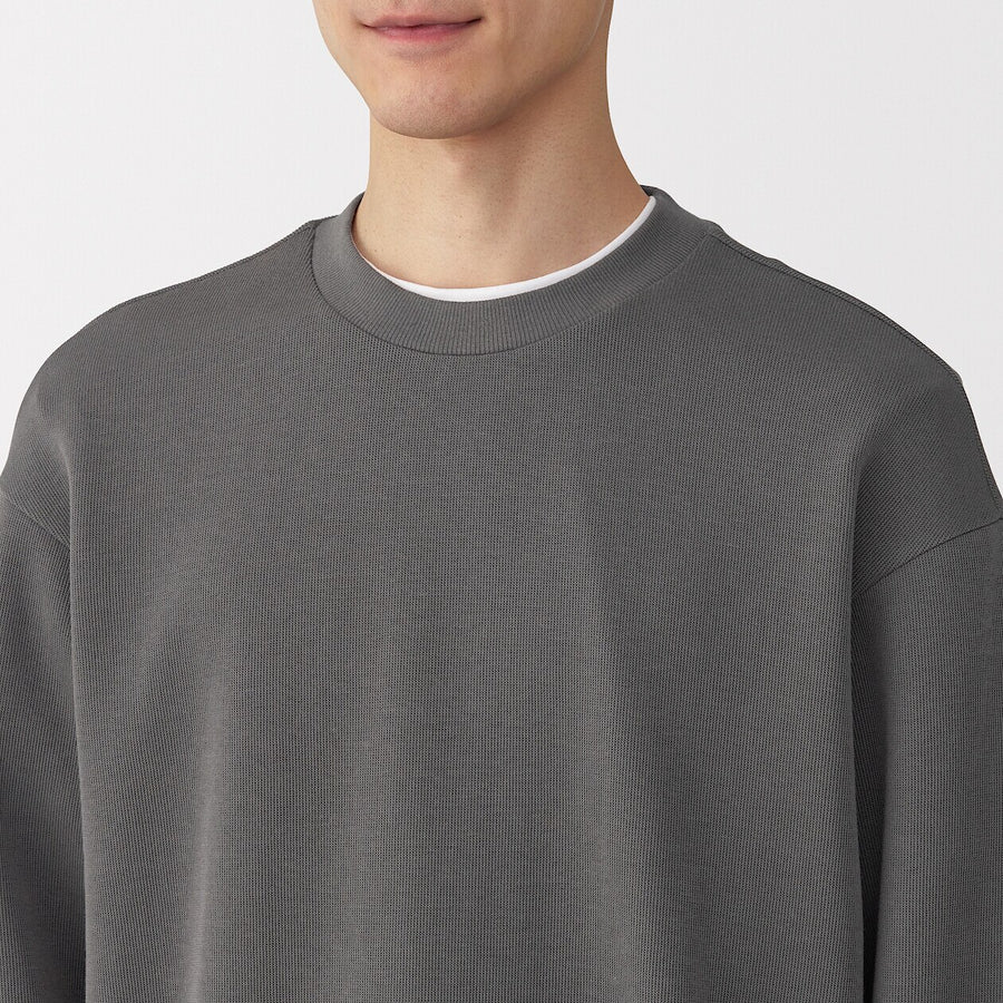 Men's Double knitted crew neck pullover Light greyXS