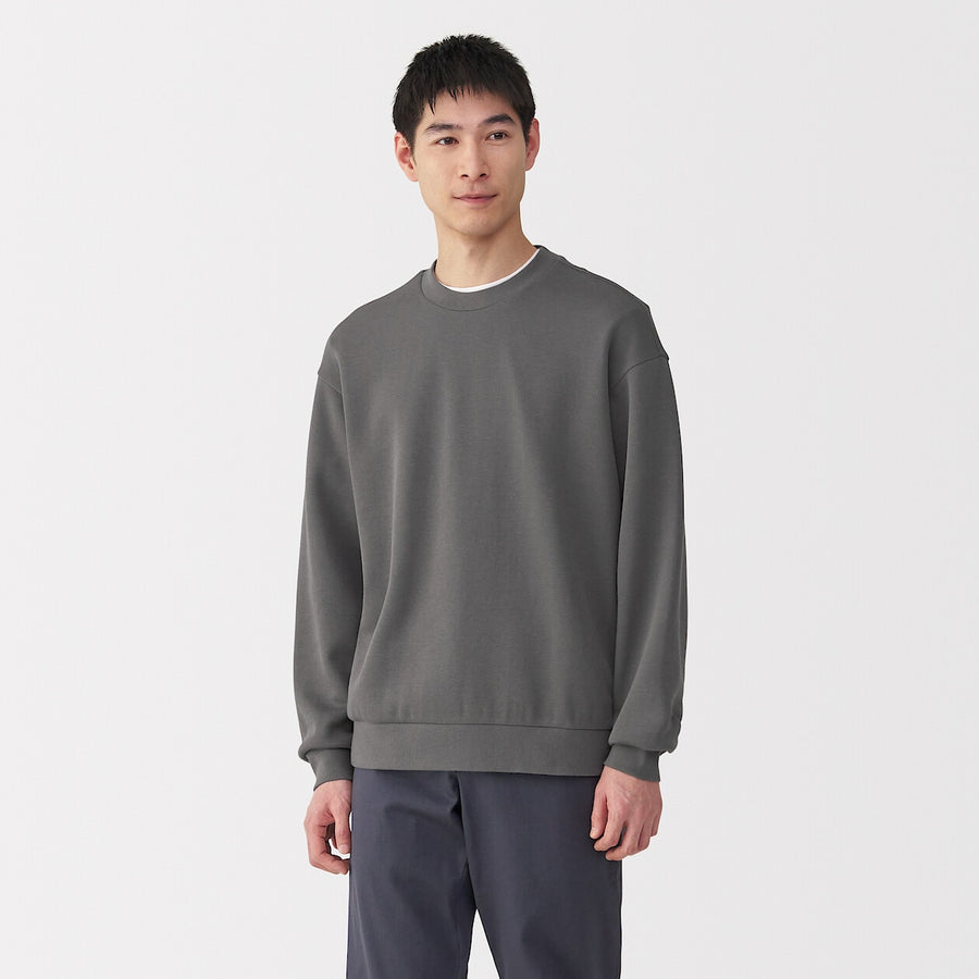 Men's Double knitted crew neck pullover Light greyXS