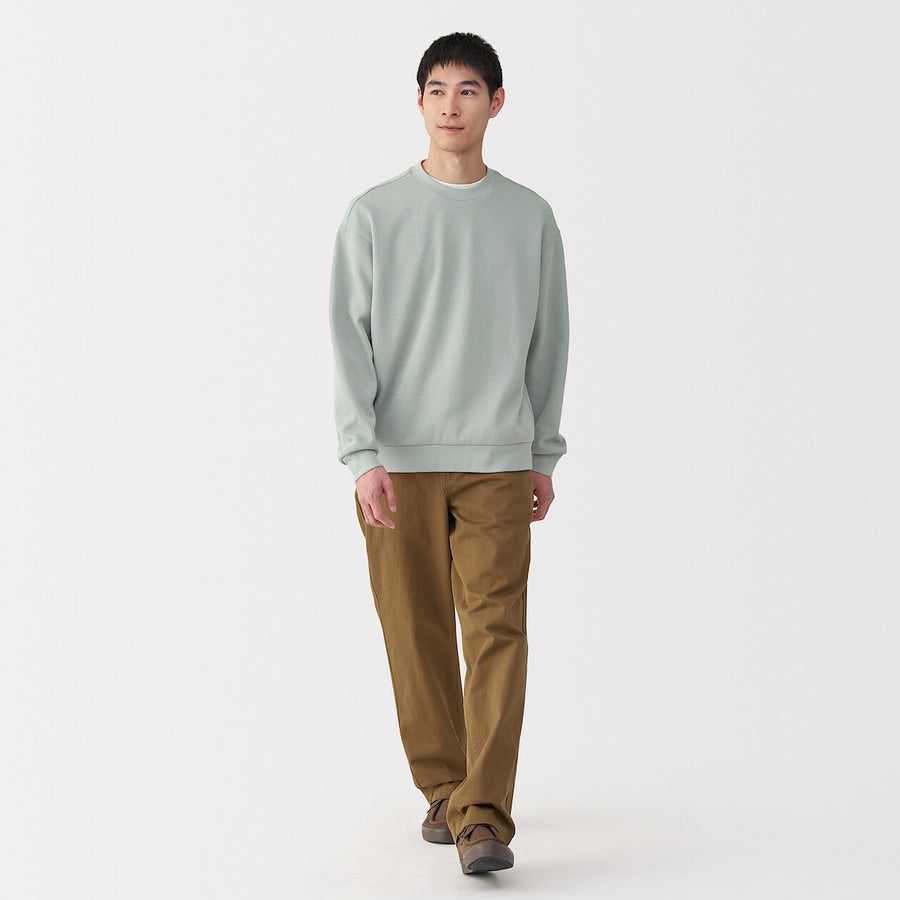 Men's Double knitted crew neck pullover Light greyXS
