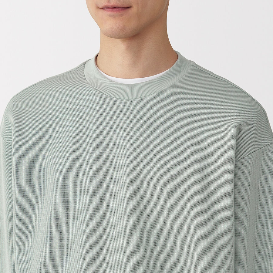 Men's Double knitted crew neck pullover Light greyXS