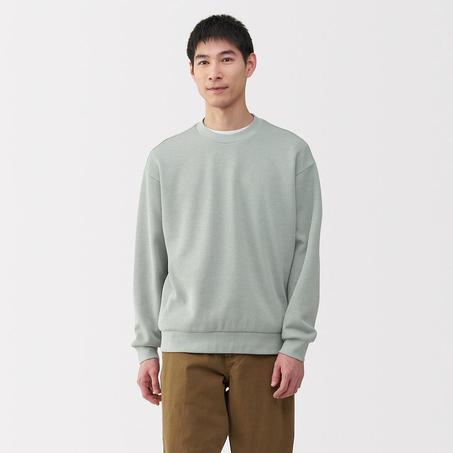 Men's Double knitted crew neck pullover Light greyXS